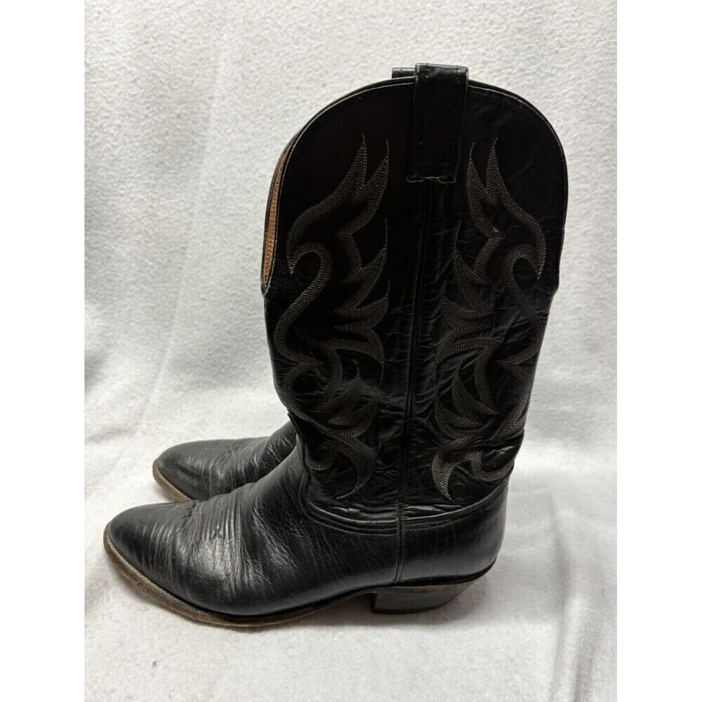 Nocona Boots Mens 12 D Black Lizard Leather Pull On Western Cowboy Rodeo USA VTG - Picture 3 of 7